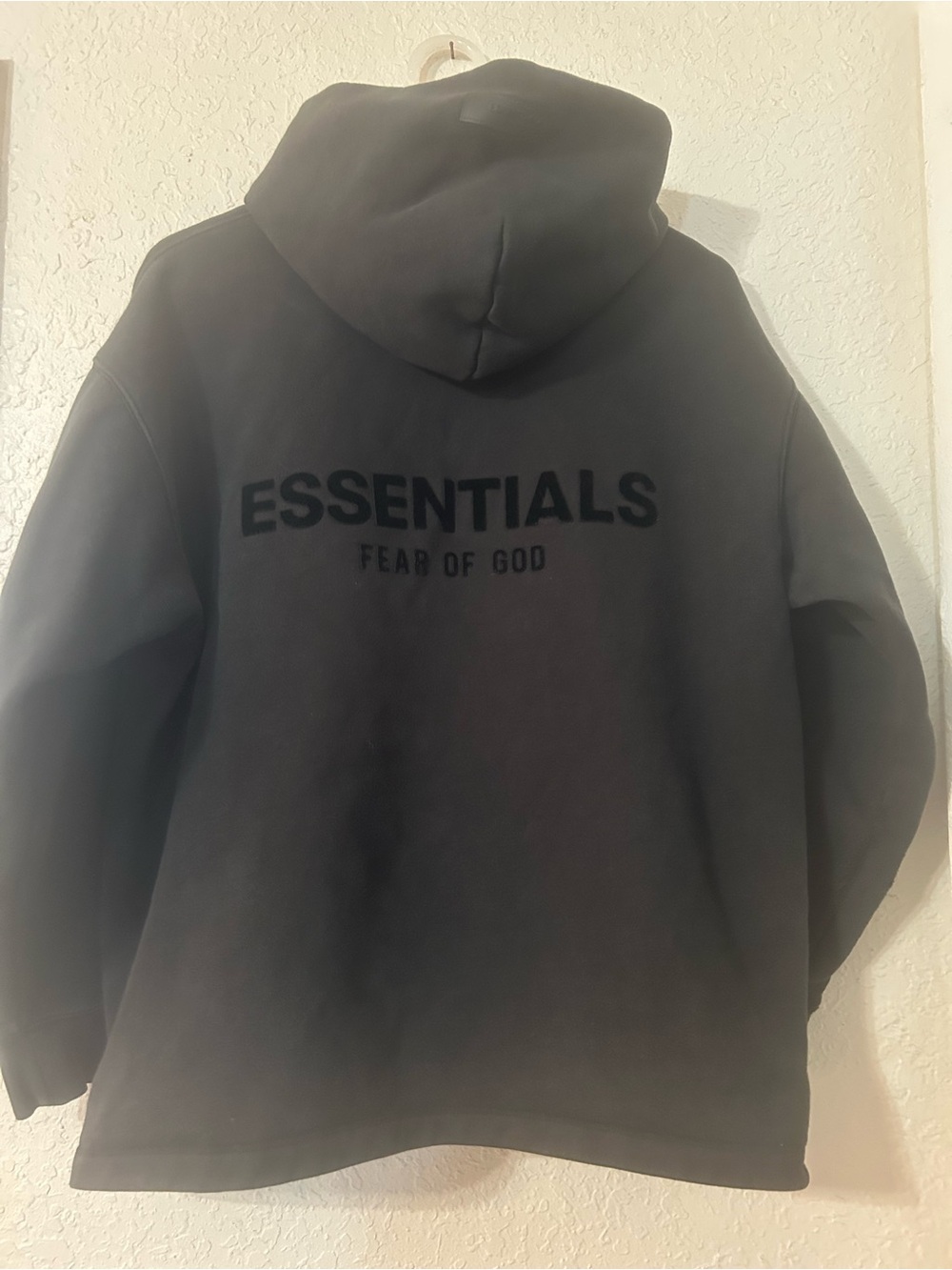 Fear of God ESSENTIALS Black Hoodie with Back Logo